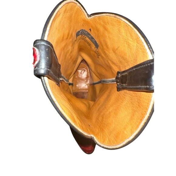 VTG J. Chisholm Western Cowboy Boots Red & Black Snakeskin Mens 9.5D USA 43535 - Picture 11 of 16